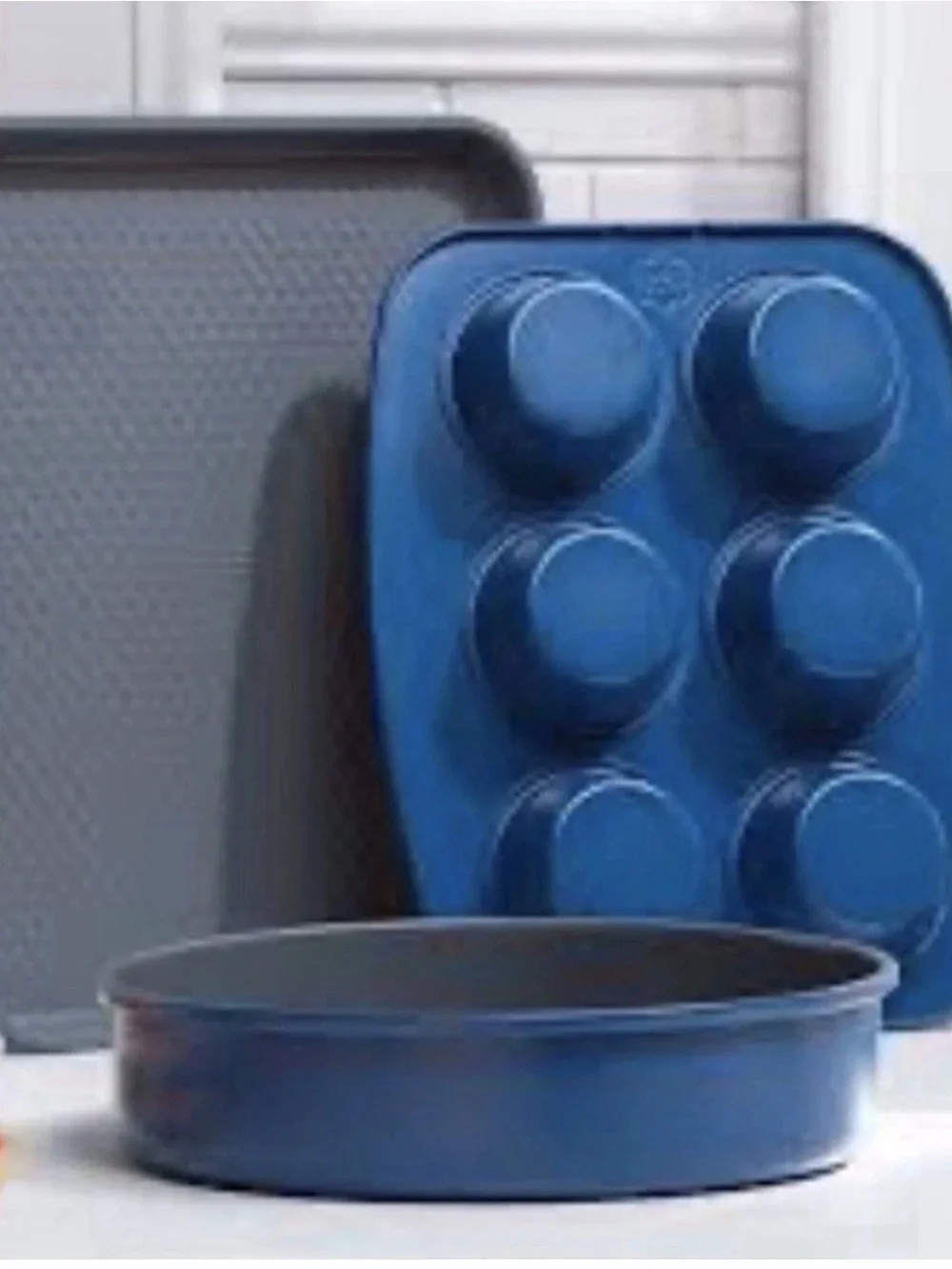 Princess House Blue and Black Bakeware Set - Round, Sheet & Muffin Pan